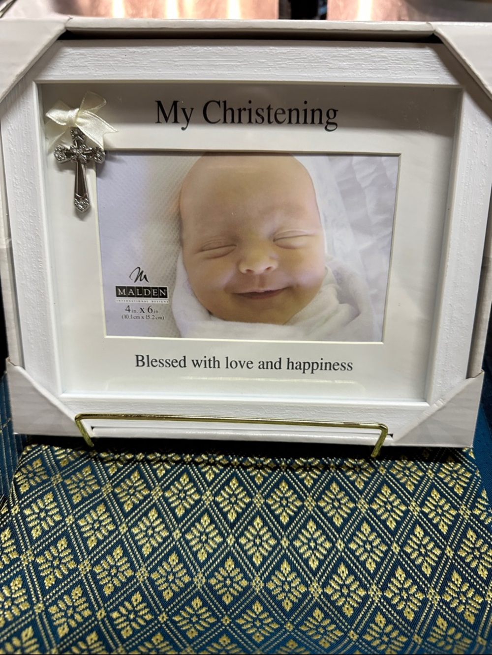 Malden White 'My Christening' Photo Frame with Cross Accent